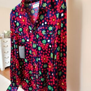 New with tag YSL Floral VELVET Womens blouse size Medium original price $1100